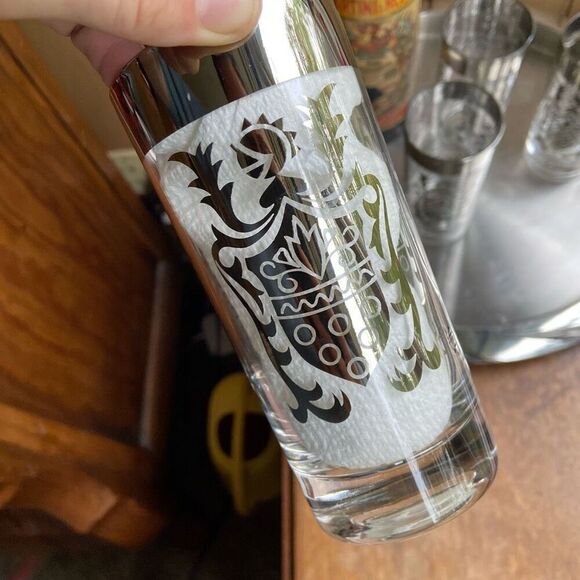 Vintage Kimiko Guardian Shield Crest glass (4) set , Lusterware by Vitreon, vint - Picture 5 of 7